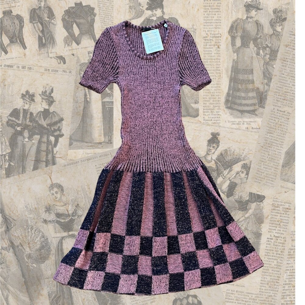 OOAK - 60s Vintage - Made In Italy Mod Burgundy Knit Dress - S or Petite M - NWT
